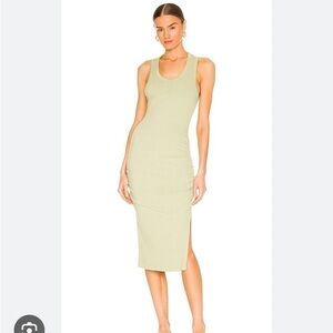 NWT SUNDRY Rib Ruched Dress in Olive